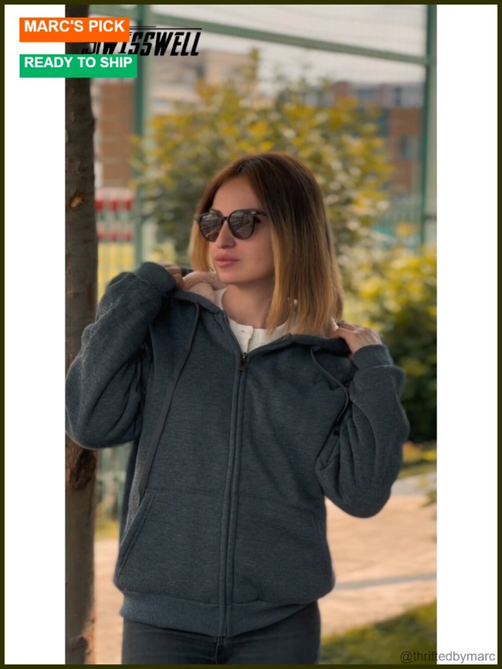 SWISSWELL Women's Full Zip Sherpa Lined Fleece Hoodie Jacket - New - Picture 5 of 6